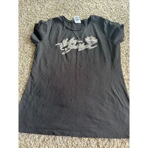 Harley Davidson Black Graphic T Shirt Womens Motorcycle Biker Top